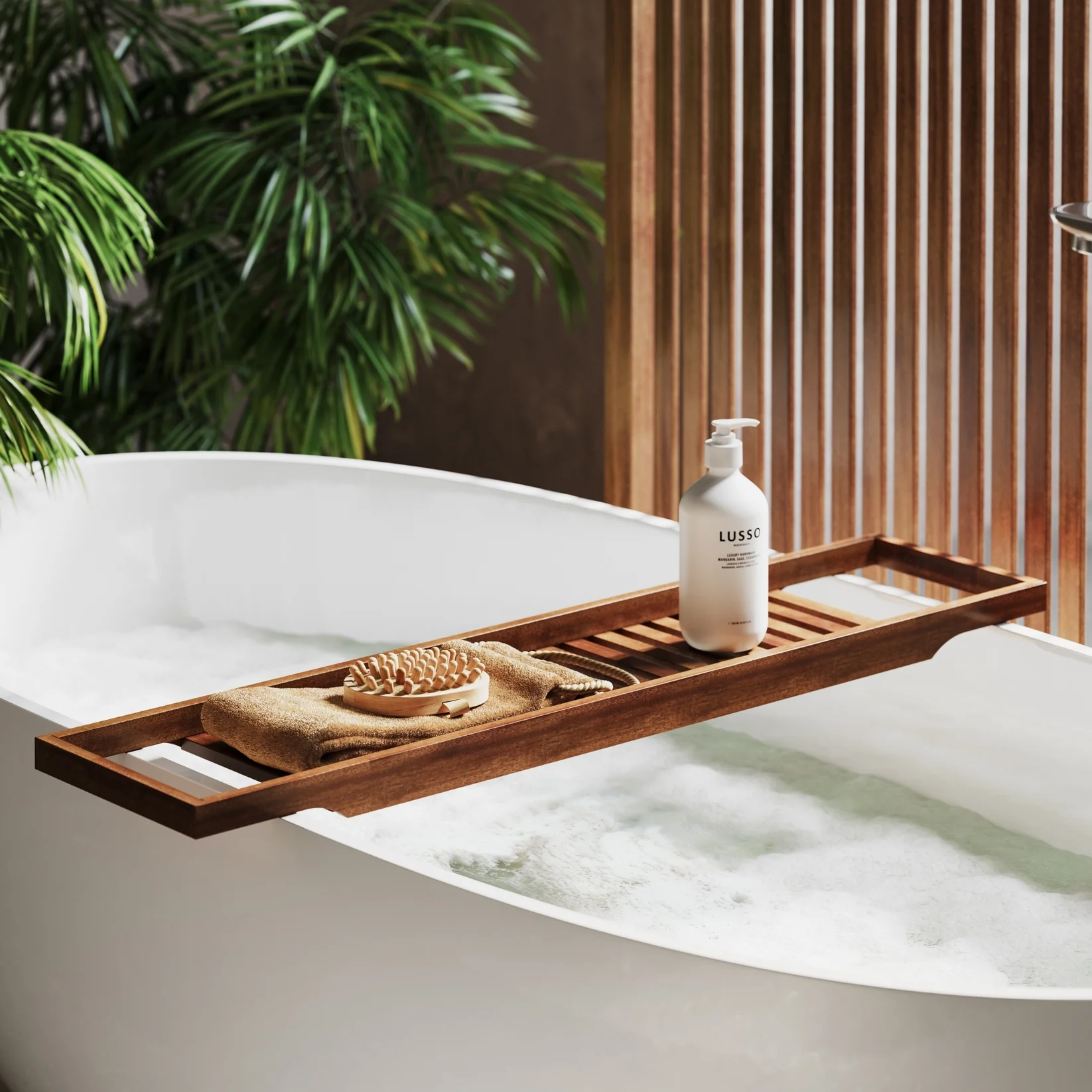Bali Acacia Wood Bath Caddy Shelf