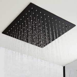 Milano Nero - Modern 400mm Square Ceiling Mounted Recessed Shower Head - Black