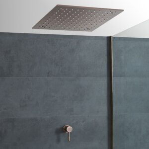 Milano Amara - Modern 400mm Square Ceiling Mounted Recessed Shower Head - Aged Bronze