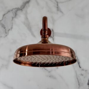 Milano Elizabeth - Brushed Copper 300mm Traditional Apron Shower Head and Wall Arm