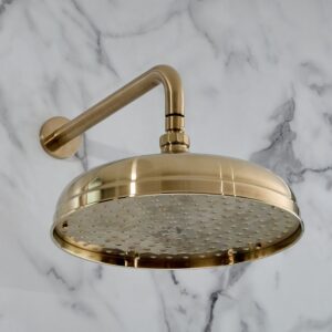 Milano Elizabeth - Brushed Brass 300mm Traditional Apron Shower Head and Wall Arm