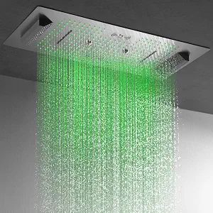 Cascada Verona 16"x36" Luxury LED Shower Head with Bluetooth Speakers, 4 Functions (Rainfall, Waterfall, Mist & Side Rainfall) (Brushed Nickel)